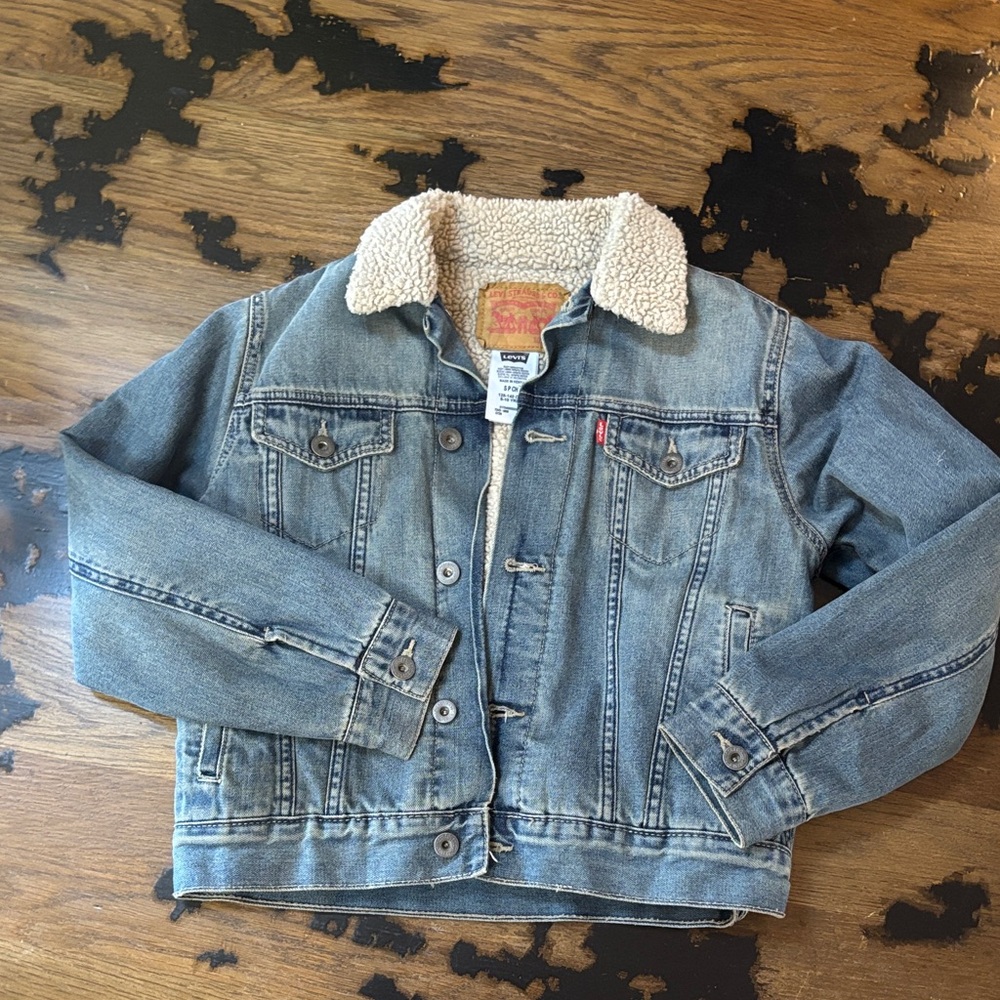 Levi's Kids Blue Denim Jacket with Sherpa Collar